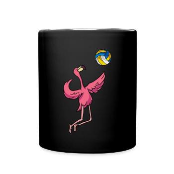 Volleyball Flamingo Volleyball-Team Trainer - Tasse einfarbig - Schwarz - Vorne