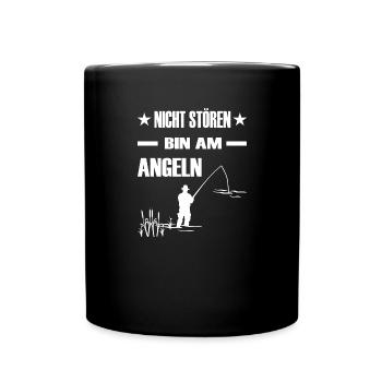 Angeln - Tasse einfarbig - Schwarz - Vorne