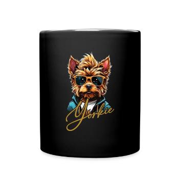 Yorkie Yorkshire Terrier cool avec lunettes de soleil - Mug uni - noir - Devant