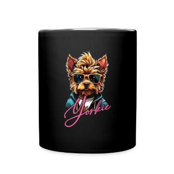 Yorkshire Yorkshire Terrier cool avec lunettes de soleil - Mug uni - noir - Devant