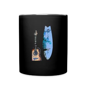 akustische Gitarre Kunst / acoustic guitar art - Tasse einfarbig - Schwarz - Vorne