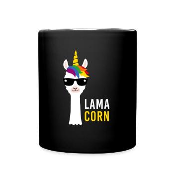 Lama Lamacorn Einhorn Geschenk Regenbogen - Tasse einfarbig - Schwarz - Vorne
