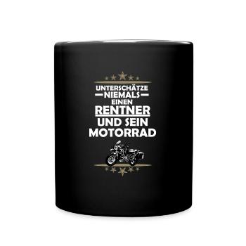 Rentner auf einem Motorrad - Tasse einfarbig - Schwarz - Vorne