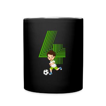 Junge 4 Jahre alt Fussballer 4. Geburtstag - Tasse einfarbig - Schwarz - Vorne