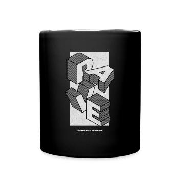 RAVE - Techno will never die - Full Colour Mug - black - Front