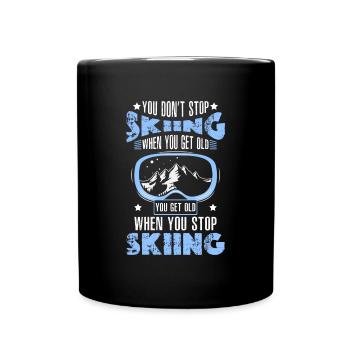 Wintersport Alpen Schnee Hobby - Tasse einfarbig - Schwarz - Vorne