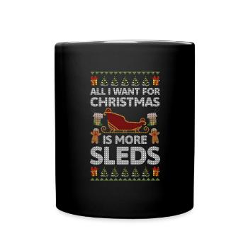 Tobogganing Winter Holiday Slope - Full Colour Mug - black - Front