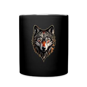 Wolf’s Head Amérindien Viking Nature Mandala Wolf - Mug uni - noir - Devant