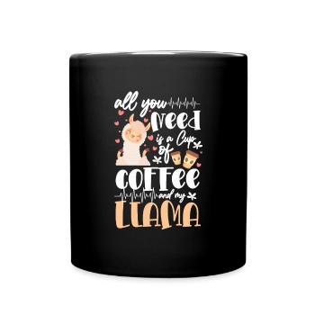 Llama cute gentle - Full Colour Mug - black - Front