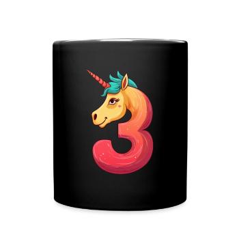 Einhorn 3. Geburtstag - Tasse einfarbig - Schwarz - Vorne