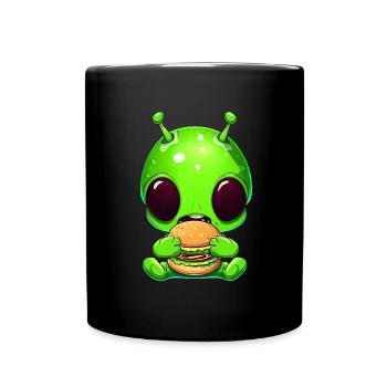 Alien Außerirdischer Fast Food Hamburger Cheesebur - Full Colour Mug - black - Front