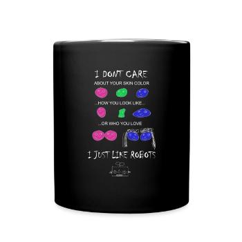 Mir Egal ich mag lieber Roboter - Tasse einfarbig - Schwarz - Vorne