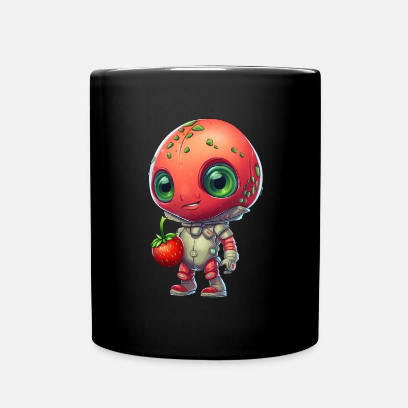 Red Alien Strawberry Man: Mignon Fusion - Mug uni - noir