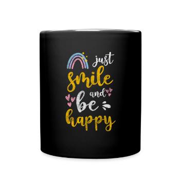 Glück Optimist - Tasse einfarbig - Schwarz - Vorne