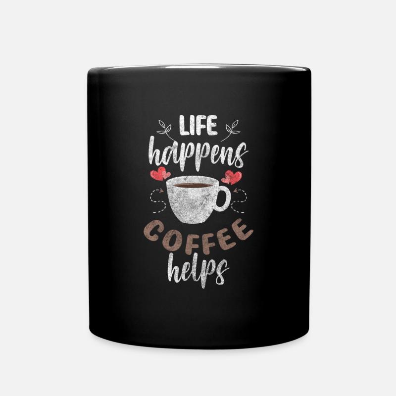 Kaffee Espresso Cappuccino Energie - Tasse einfarbig - Schwarz