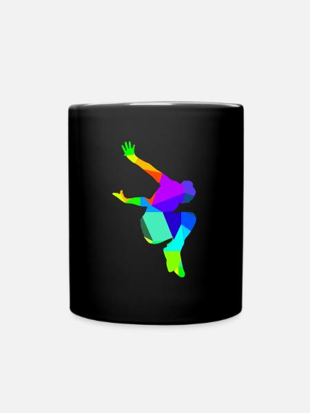 Coureur de parkour arc-en-ciel coloré dans le sport backflip - Mug uni - noir