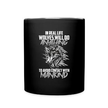 Wolf Hund Nordisch Wolfpack - Tasse einfarbig - Schwarz - Vorne