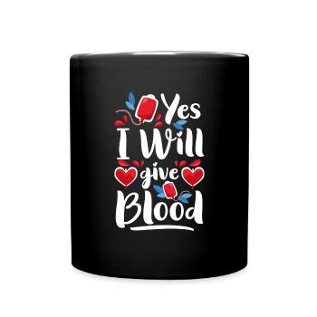 Blutspende Lebensretter Blutgruppe - Tasse einfarbig - Schwarz - Vorne