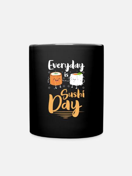 Sushi Lecker Stäbchen - Tasse einfarbig - Schwarz