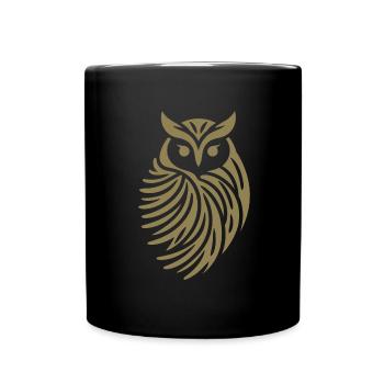 Minimalistische Eule Abstrakte Silhouette - Tasse einfarbig - Schwarz - Vorne