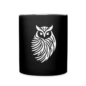 Minimalistische Eule Abstrakte Silhouette - Tasse einfarbig - Schwarz - Vorne
