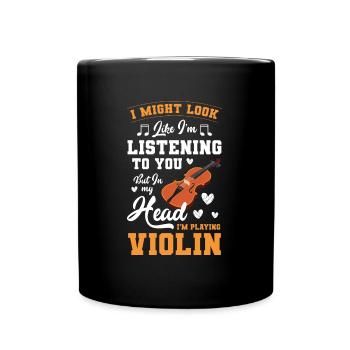 Violon, Instrument, Classique, Instrument à cordes - Mug uni - noir - Devant