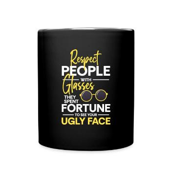 Spectacle wearer short-sighted eye test - Full Colour Mug - black - Front