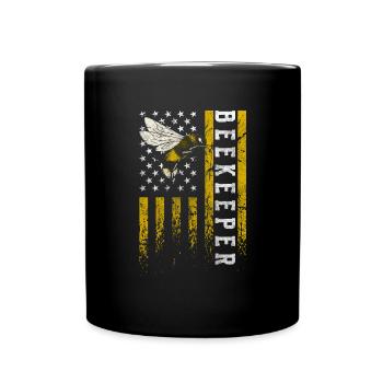 Abeilles reproductrices en nid d’abeille - Mug uni - noir - Devant
