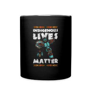 Native American Feather Headdress Symbols - Full Colour Mug - black - Front