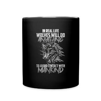 Wolfrudel Jagd Führer Odin - Tasse einfarbig - Schwarz - Vorne