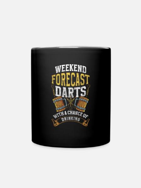 Dart Pfeil Darten Mann - Tasse einfarbig - Schwarz