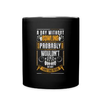 Bowling Bowlen Hobby Freizeit - Tasse einfarbig - Schwarz - Vorne