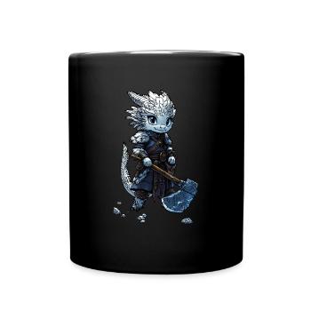 Barbarian Ice draconic character - Dragonborn RPG - Full Colour Mug - black - Front