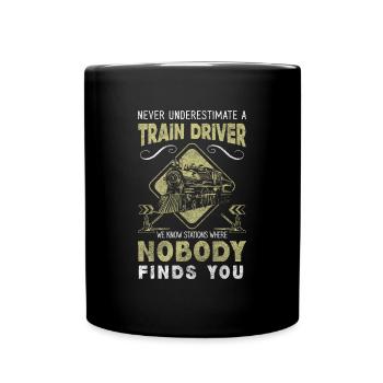 Eisenbahn Lokomotive Fahrzeug - Tasse einfarbig - Schwarz - Vorne