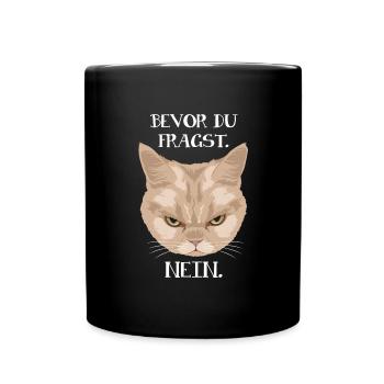 Grumpy Cat - Bevor du fragst_Nein (Katze) - Tasse einfarbig - Schwarz - Vorne