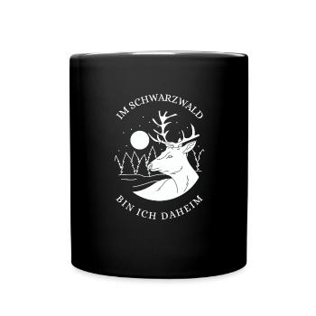 Schwarzwald Hirsch Mond - Tasse einfarbig - Schwarz - Vorne