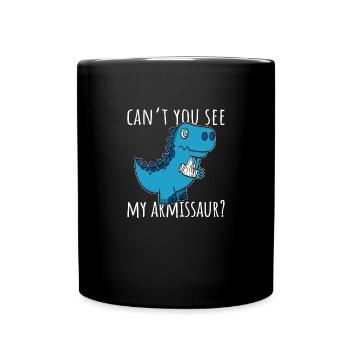 Dinosaurier gebrochener Arm Gute Besserung - Tasse einfarbig - Schwarz - Vorne