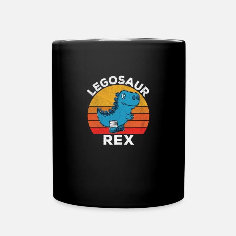 Dinosaur Broken Leg Good Recovery Retro - Full Colour Mug - black