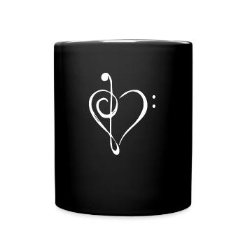 Notenschlüssel Liebe Musik Herz - Tasse einfarbig - Schwarz - Vorne