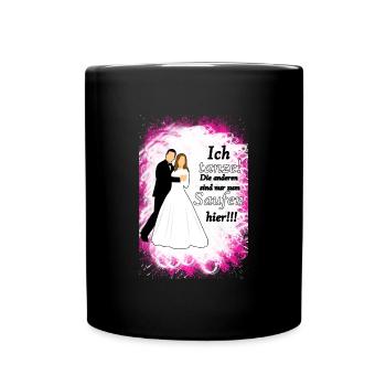 Polterabend Partymonster Junggesellenabschied - Tasse einfarbig - Schwarz - Vorne