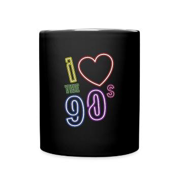 i love 90s - Retro Old School - Tasse einfarbig - Schwarz - Vorne