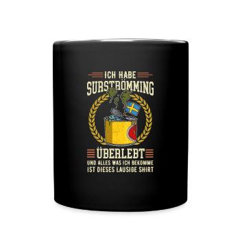 Surströmming Schweden Skandinavien Spruch Dose - Tasse einfarbig - Schwarz - Vorne