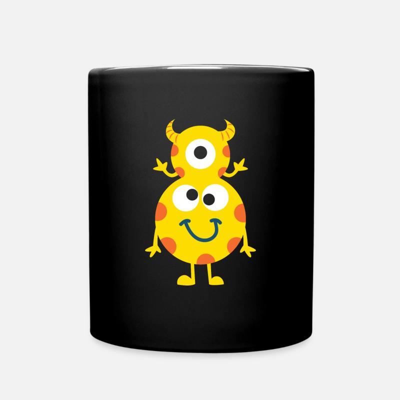 happy double monster - Tasse einfarbig - Schwarz
