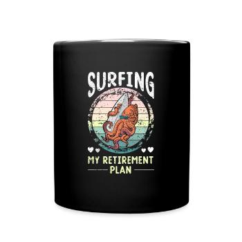 Surfing Tintenfisch Sommer Brett Ozean Urlaub - Tasse einfarbig - Schwarz - Vorne