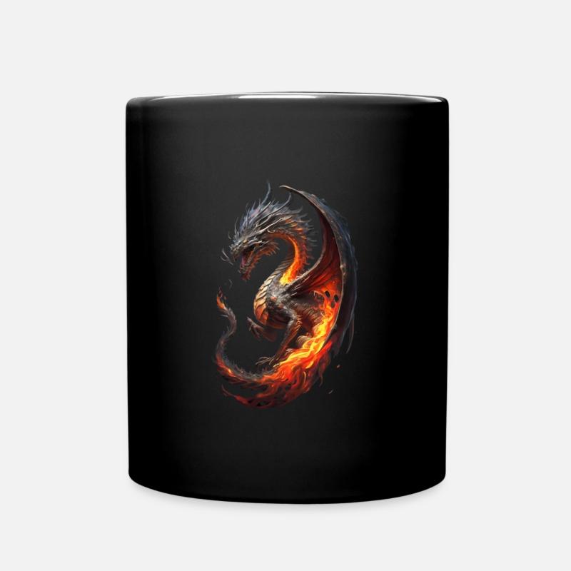 Drache Feuer - Tasse einfarbig - Schwarz