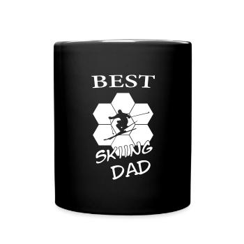 Skifahren Geschenk Ski - Tasse einfarbig - Schwarz - Vorne
