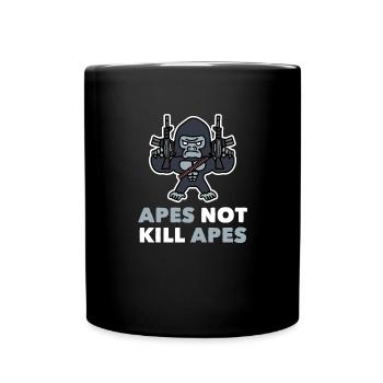 Affe Schimpanse Gorilla Affen Keine Affen - Tasse einfarbig - Schwarz - Vorne