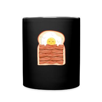 Schlafei mit Speck Schweinefleisch Speck - Tasse einfarbig - Schwarz - Vorne
