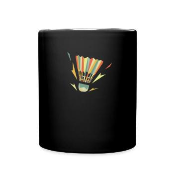 Badminton Retro Federball Spieler - Tasse einfarbig - Schwarz - Vorne