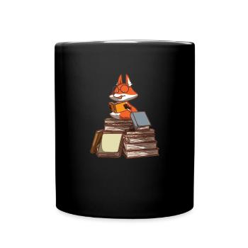 Book Nerd Boooks Librarian Fox Reading - Full Colour Mug - black - Front